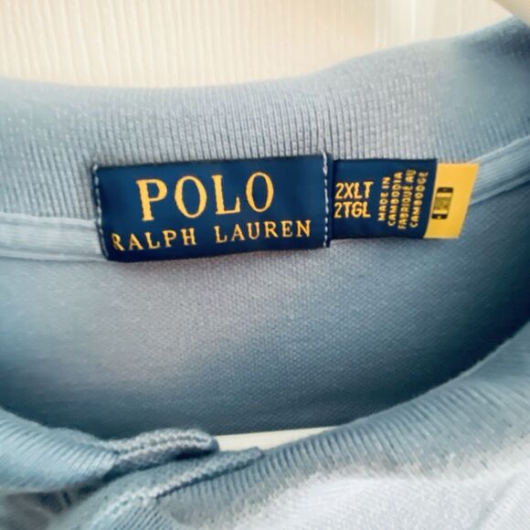 Ralph Lauren Polo Shirt Mens 2XLT XXL Solid Light Blue Golf Cotton NWOT - Picture 3 of 6